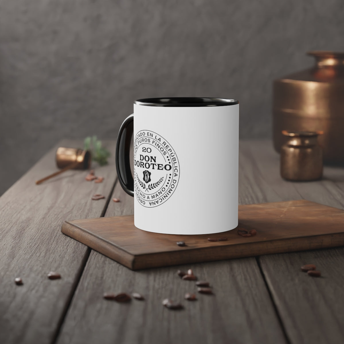 Don Doroteo Logo/Seal White Accent Mug, 11oz