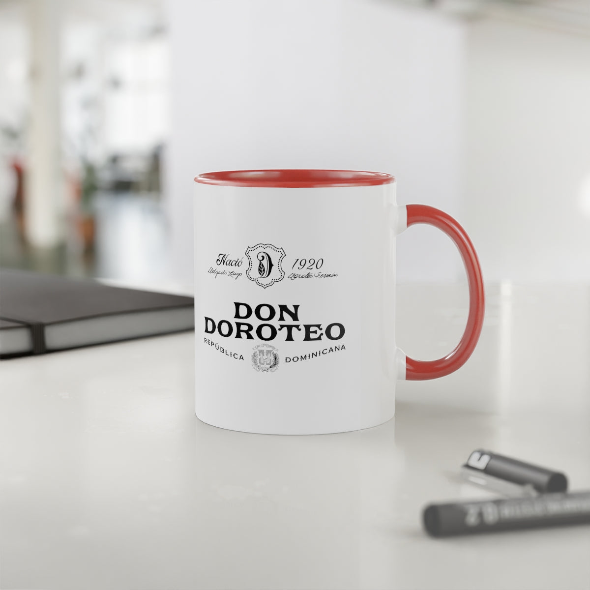 Don Doroteo Logo/Seal White Accent Mug, 11oz